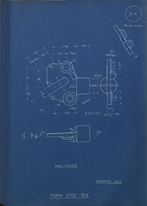 Butterfields LTD (Levis) 213R Fork End - RH WH Tildesley Forging Technical Drawing