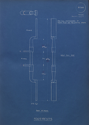 Butterfields LTD (Levis) 244 Footrests WH Tildesley Forging Technical Drawing