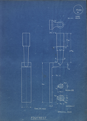 Butterfields LTD (Levis) M244 Footrest WH Tildesley Forging Technical Drawing