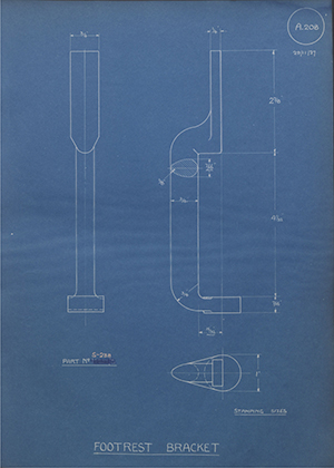 Butterfields LTD (Levis) S-238 Footrest Bracket WH Tildesley Forging Technical Drawing