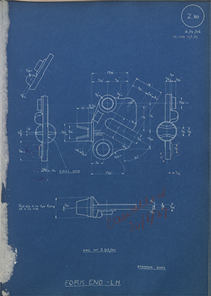 Butterfields LTD (Levis) S213/167 Fork End - LH WH Tildesley Forging Technical Drawing