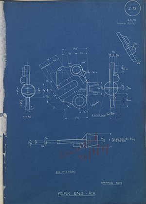 Butterfields LTD (Levis) S213/167 Fork End - RH WH Tildesley Forging Technical Drawing