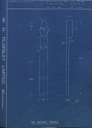 C Salter 510 Toe Raising - Female WH Tildesley Forging Technical Drawing