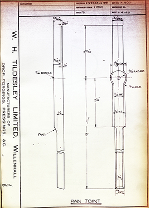 C Salter  Pan Joint WH Tildesley Forging Technical Drawing