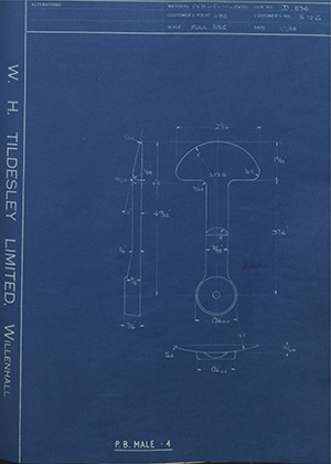 C Salter S12G PB - Male - 4 WH Tildesley Forging Technical Drawing