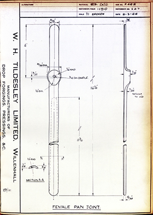 C Salter S27 Female Pan Joint WH Tildesley Forging Technical Drawing