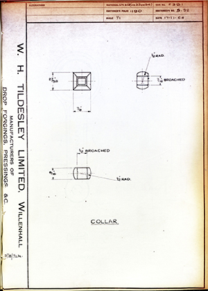 C Salter S32 Collar WH Tildesley Forging Technical Drawing