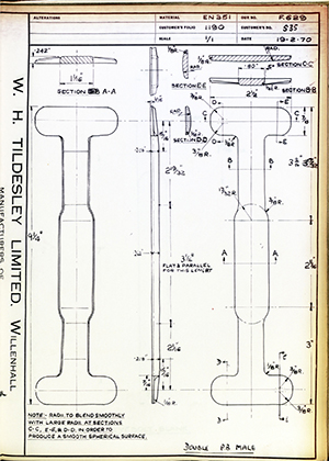 C Salter S35 Double PB Male WH Tildesley Forging Technical Drawing