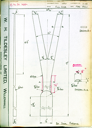 C Salter S43 BF Steel Forging WH Tildesley Forging Technical Drawing