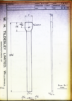 C Salter S44 Pylon No1 - Male WH Tildesley Forging Technical Drawing