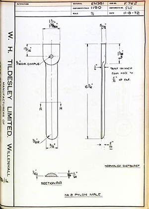 C Salter S45 No2 Pylon Male WH Tildesley Forging Technical Drawing