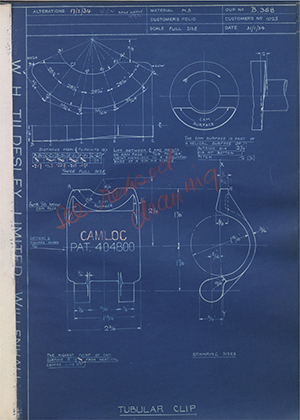 Camloc Tubular Scaffoldings LTD 1025 Tubular Clip WH Tildesley Forging Technical Drawing