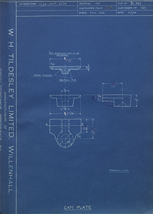 Camloc Tubular Scaffoldings LTD 1527 Cam Plate WH Tildesley Forging Technical Drawing