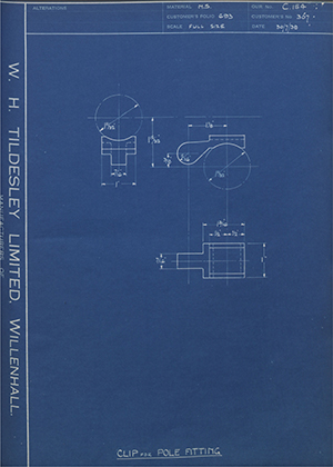 Camloc Tubular Scaffoldings LTD 307 Clip for Pole Fitting WH Tildesley Forging Technical Drawing