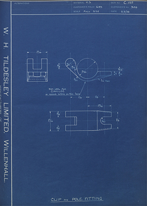 Camloc Tubular Scaffoldings LTD 308 Clip for Pole Fitting WH Tildesley Forging Technical Drawing