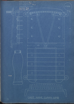 Cast Mane Curry Comb WH Tildesley Forging Technical Drawing