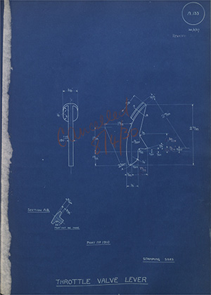 Ceandess Limited 1910 Throttle Valve Lever WH Tildesley Forging Technical Drawing