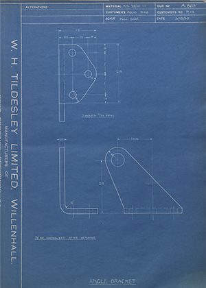 Ceandess Limited P112 Angle Bracket WH Tildesley Forging Technical Drawing