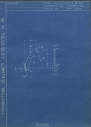 Ceandess Limited P819 Trigger WH Tildesley Forging Technical Drawing