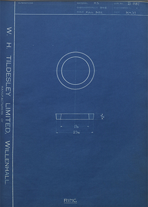 Ceandess Limited  Ring WH Tildesley Forging Technical Drawing