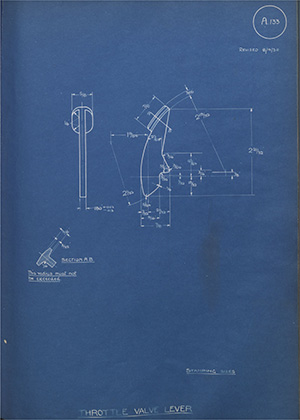 Ceandess Limited Throttle Valve Lever WH Tildesley Forging Technical Drawing