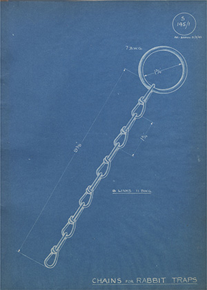 Chain for Rabbit Traps WH Tildesley Forging Technical Drawing