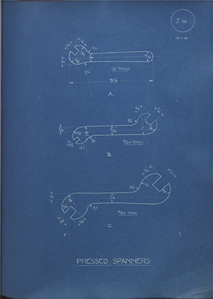 Chamberlain & Hookham Pressed Spanners WH Tildesley Forging Technical Drawing