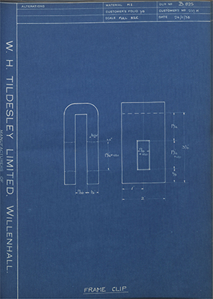 Charles H Pugh 237H Frame Clip WH Tildesley Forging Technical Drawing