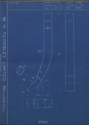 Charles H Pugh 253/H Stalk WH Tildesley Forging Technical Drawing