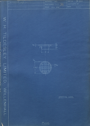 Charles H Pugh  Plug WH Tildesley Forging Technical Drawing