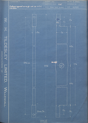 Charles W Brecknell LTD  Axle WH Tildesley Forging Technical Drawing