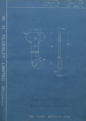 Chas A Blatchford & Sons LTD (Blatchford) 13/3 1/2" Tee Joint - Artificial Limb WH Tildesley Forging Technical Drawing