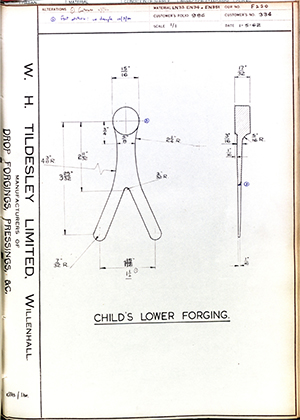 Chas A Blatchford & Sons LTD (Blatchford) 334 Childs Lower Forging WH Tildesley Forging Technical Drawing