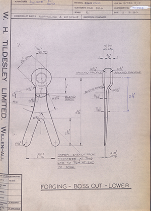 Chas A Blatchford & Sons LTD (Blatchford) 901008 Forging - Boss Out - Lower WH Tildesley Forging Technical Drawing