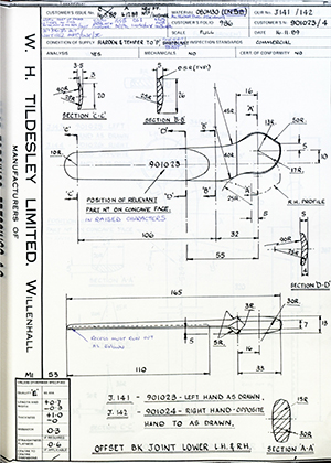 Chas A Blatchford & Sons LTD (Blatchford) 901023/4 Offset BK Joint Lower LH & RH WH Tildesley Forging Technical Drawing