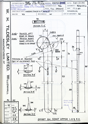 Chas A Blatchford & Sons LTD (Blatchford) 901025/6 Offset BK Joint Upper LH & RH WH Tildesley Forging Technical Drawing