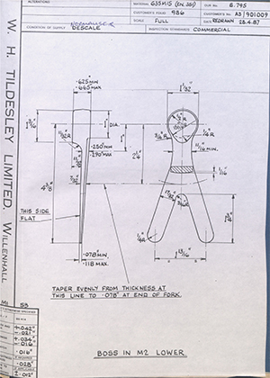 Chas A Blatchford & Sons LTD (Blatchford) A3/901009 Boss in M2 Lower WH Tildesley Forging Technical Drawing