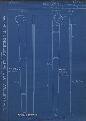 Chas A Blatchford & Sons LTD (Blatchford)  Blades for Artificial Arm WH Tildesley Forging Technical Drawing