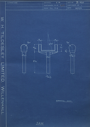 Chas A Blatchford & Sons LTD (Blatchford)  Jaw WH Tildesley Forging Technical Drawing