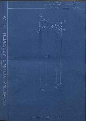 Chas A Blatchford & Sons LTD (Blatchford)  Locking Arm Joint WH Tildesley Forging Technical Drawing