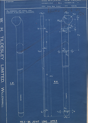 Chas A Blatchford & Sons LTD (Blatchford)  Mk II BK Joint Long Upper WH Tildesley Forging Technical Drawing