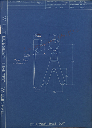 Chas A Blatchford & Sons LTD (Blatchford) No1A BK Lower Boss - Out WH Tildesley Forging Technical Drawing