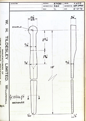 Chas A Blatchford & Sons LTD (Blatchford) S/A Upper Fitting for Artificial Limb WH Tildesley Forging Technical Drawing