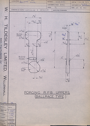 Chas A Blatchford &amp; Sons LTD (Blatchford) SK 100 / 901019 Forging R.P.B Uppers (Ballrace Type) WH Tildesley Forging Technical Drawing