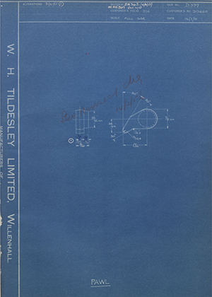 Chater-Lea MFG CO LTD 213600 Pawl WH Tildesley Forging Technical Drawing