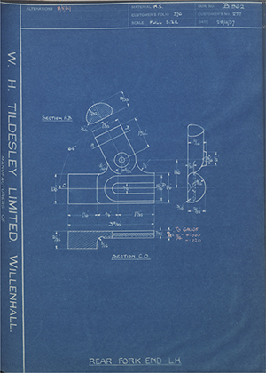 Chater-Lea MFG CO LTD 277 Rear Fork End - LH WH Tildesley Forging Technical Drawing