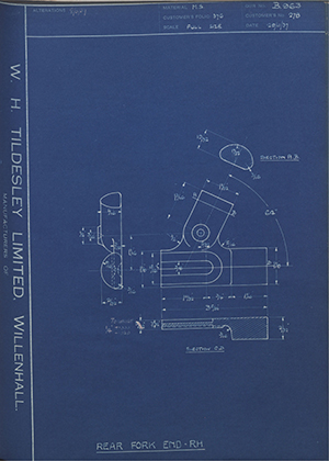 Chater-Lea MFG CO LTD 278 Rear Fork End - RH WH Tildesley Forging Technical Drawing