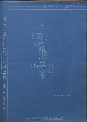 Chater-Lea MFG CO LTD 3179 Rocking Shaft Lever WH Tildesley Forging Technical Drawing