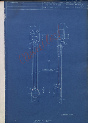 Chater-Lea MFG CO LTD 633/S Crank (Left) WH Tildesley Forging Technical Drawing