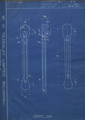 Chater-Lea MFG CO LTD 633.S Crank (Left) WH Tildesley Forging Technical Drawing